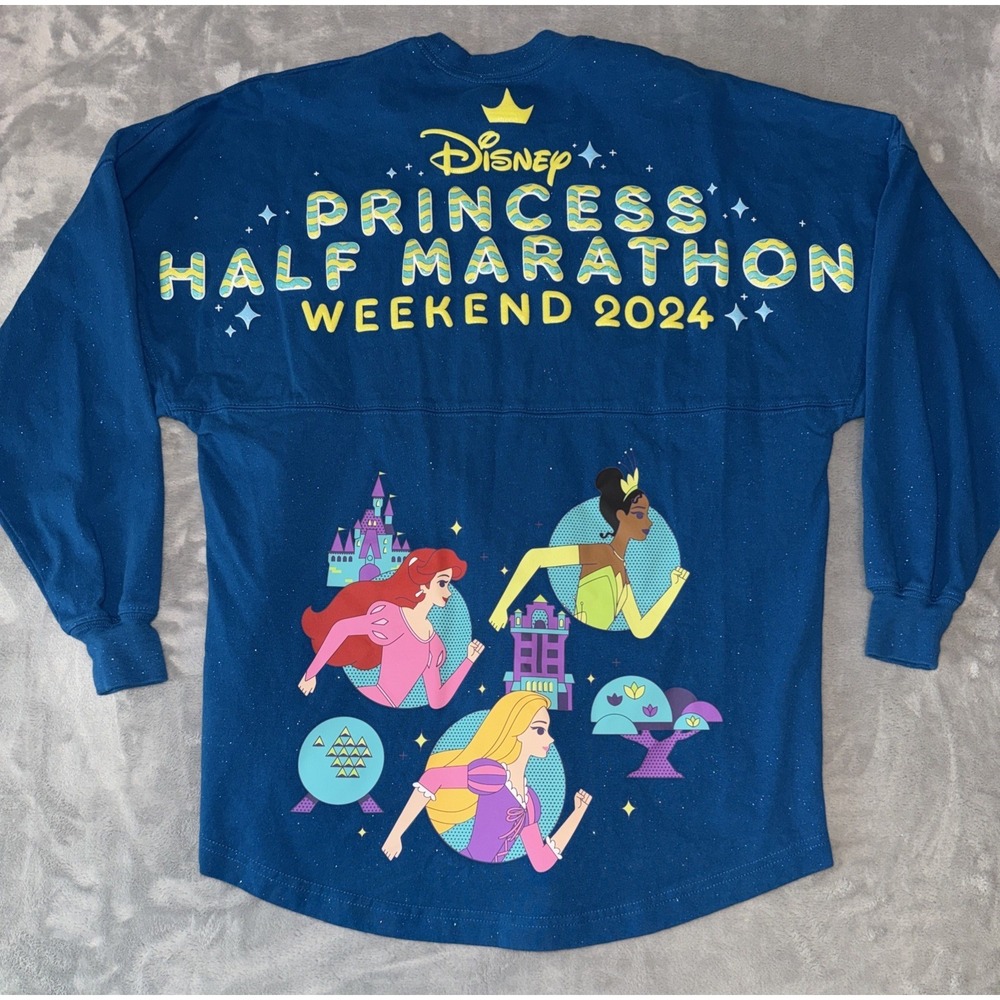Run Disney 2024 Princess Half Marathon Weekend Spirit Glitter Jersey Sz XS
